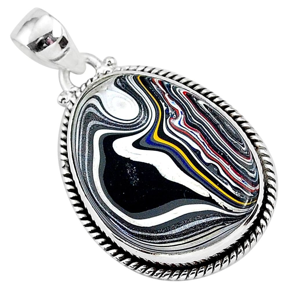 925 sterling silver 13.15cts fordite detroit agate handmade pendant r92674