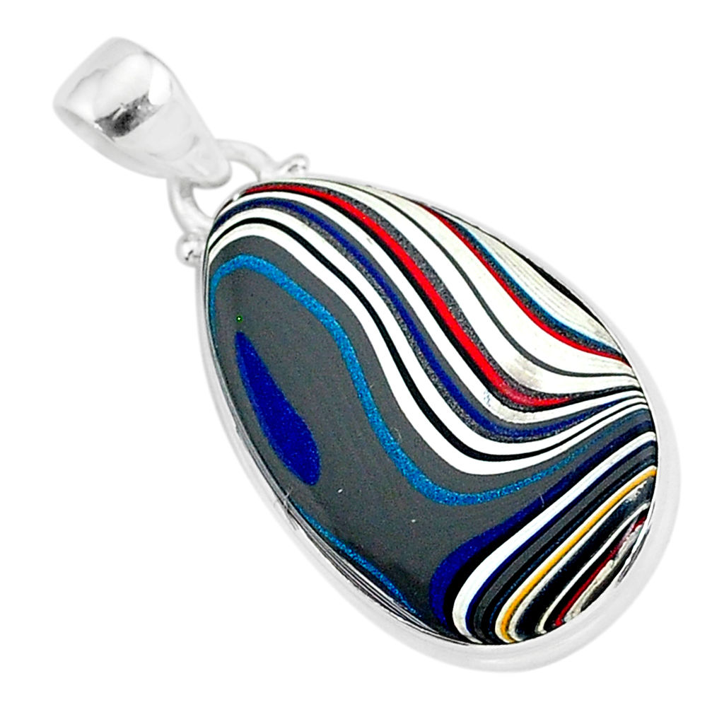 925 sterling silver 10.65cts fordite detroit agate handmade pendant r92691