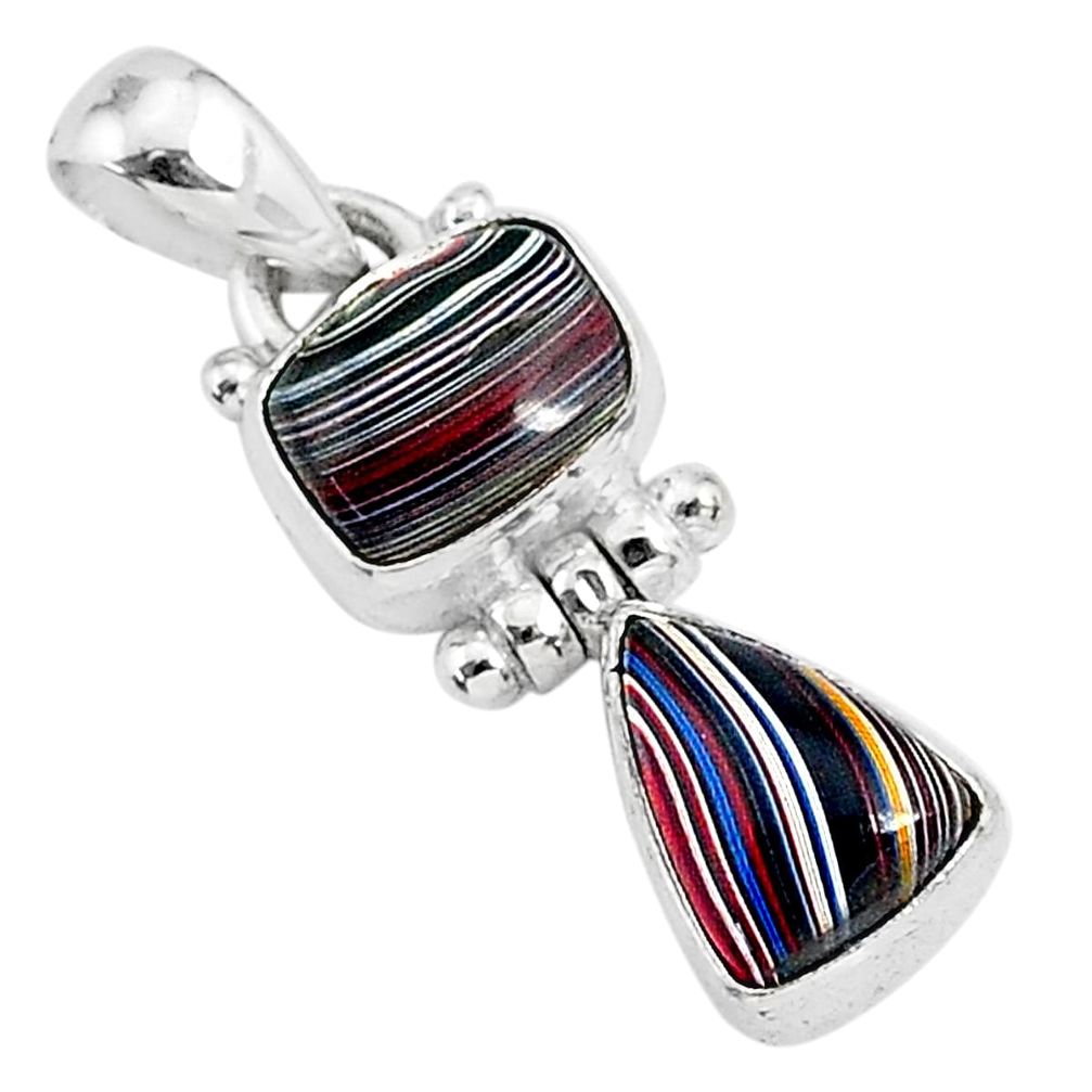 925 sterling silver 6.59cts fordite detroit agate pendant jewelry r92878