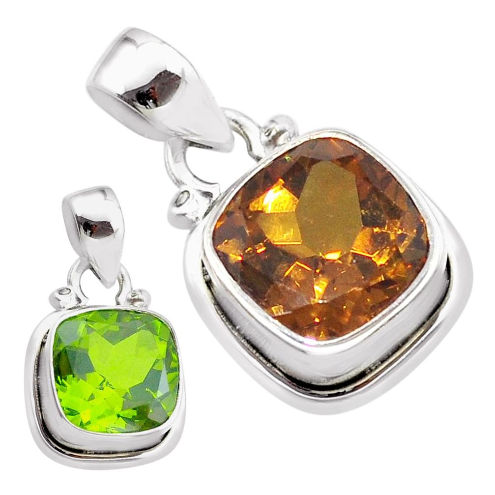 925 sterling silver 5.63cts green alexandrite (lab) cushion pendant t57127