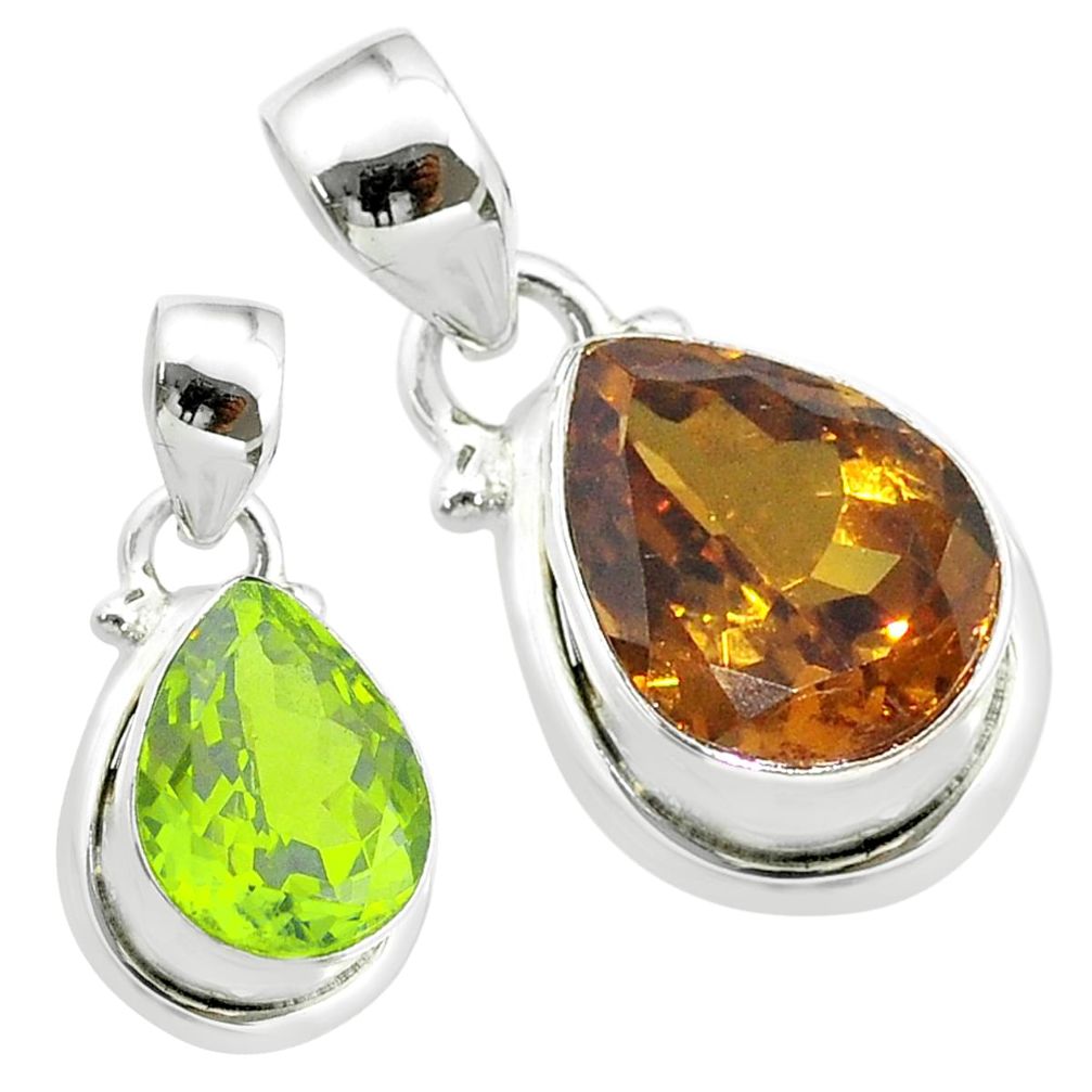 925 sterling silver 5.23cts green alexandrite (lab) pear pendant jewelry t57145