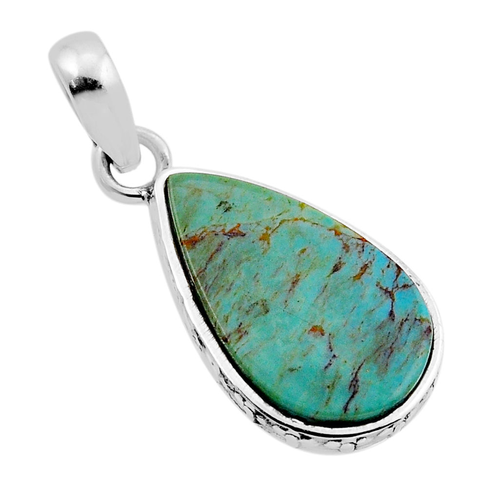 925 sterling silver 8.62cts green arizona mohave turquoise pear pendant n52762