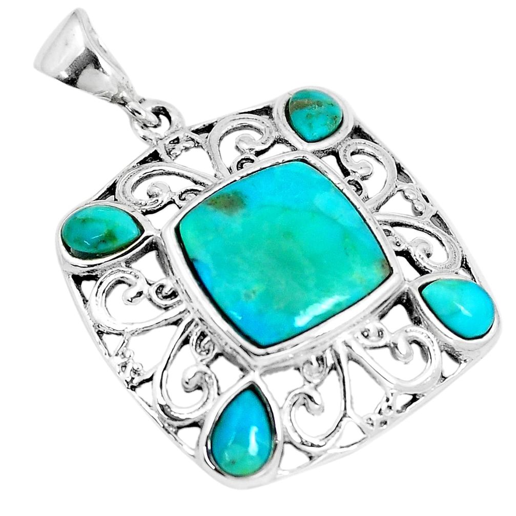 925 sterling silver 6.53cts green arizona mohave turquoise pendant c10795