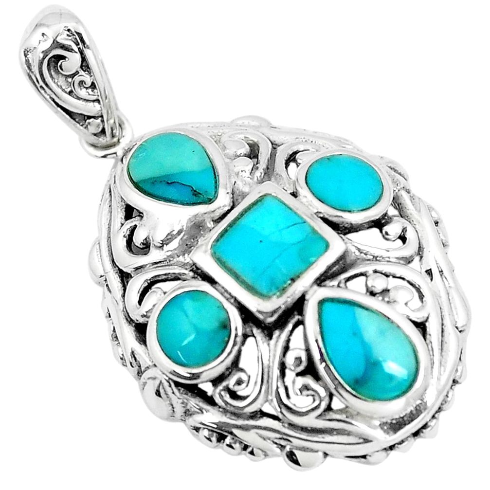 925 sterling silver 2.44cts green arizona mohave turquoise pendant c10850