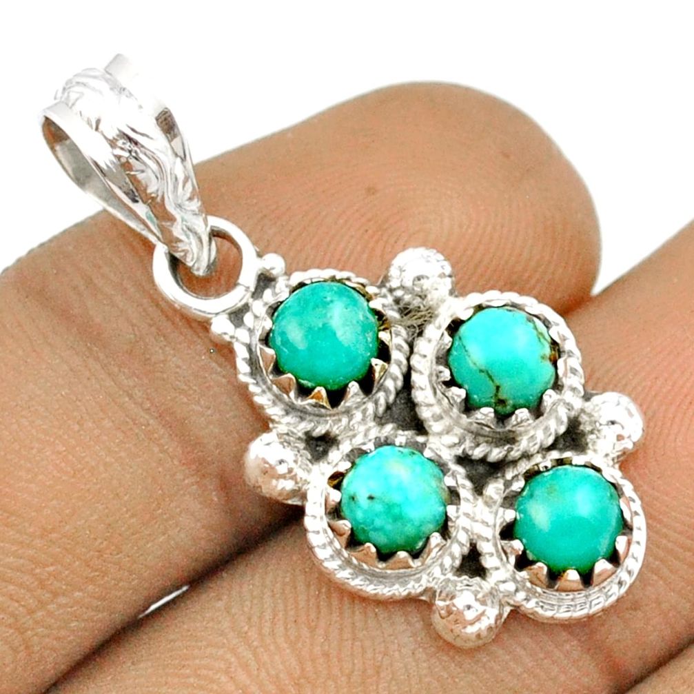 925 sterling silver 3.59cts green arizona mohave turquoise round pendant u16649