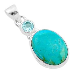 925 sterling silver 9.34cts green arizona mohave turquoise topaz pendant t65207