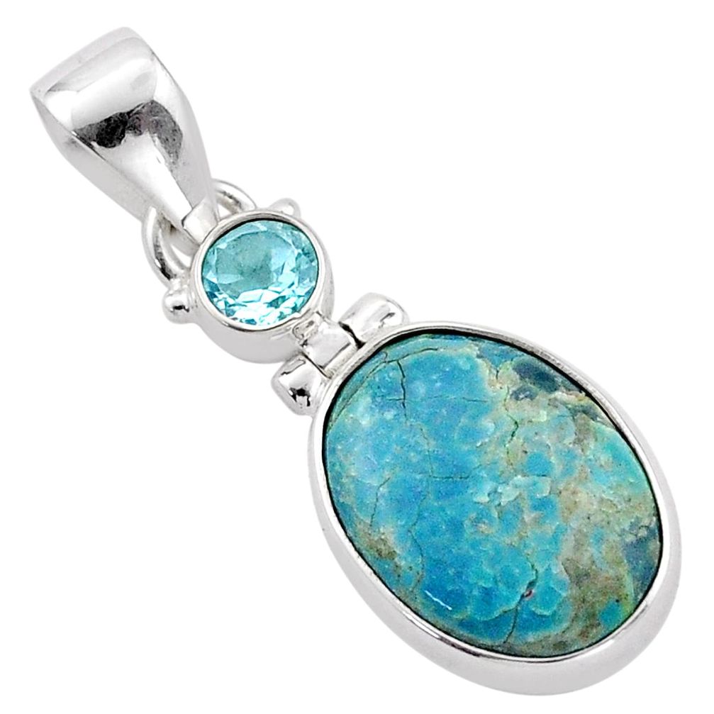 925 sterling silver 9.29cts green arizona mohave turquoise topaz pendant u3815