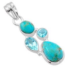 925 sterling silver 8.93cts green arizona mohave turquoise topaz pendant u4032