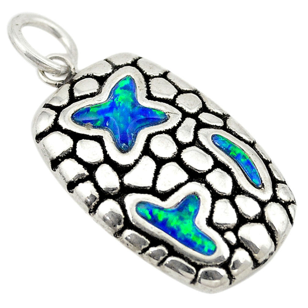 LAB 925 sterling silver green australian opal (lab) fancy pendant jewelry c24308