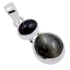 925 sterling silver 6.04cts green cats eye obsidian eye pendant jewelry n22400