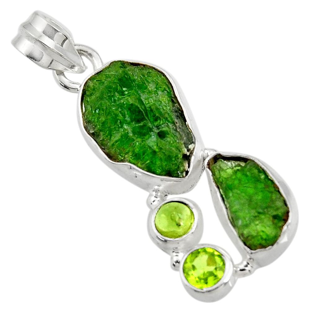 ver 15.85cts green chrome diopside rough peridot pendant d43811