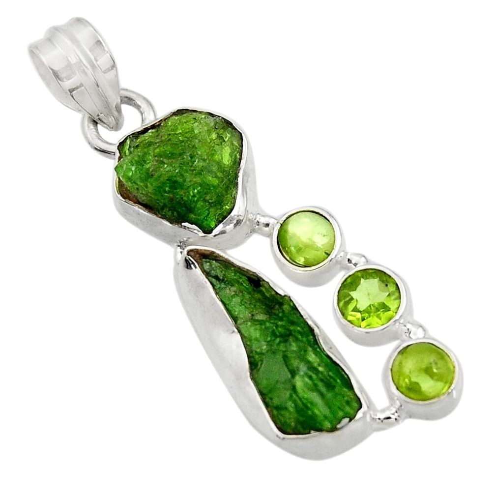 ver 16.54cts green chrome diopside rough peridot pendant d43813
