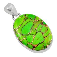 925 sterling silver 10.25cts green copper turquoise oval pendant jewelry n5617