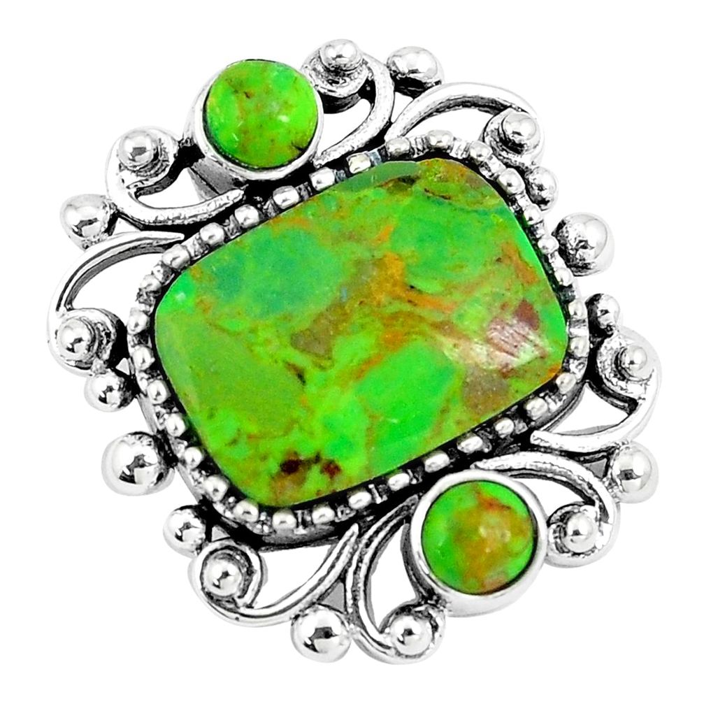 925 sterling silver 6.31cts green copper turquoise pendant jewelry c10842