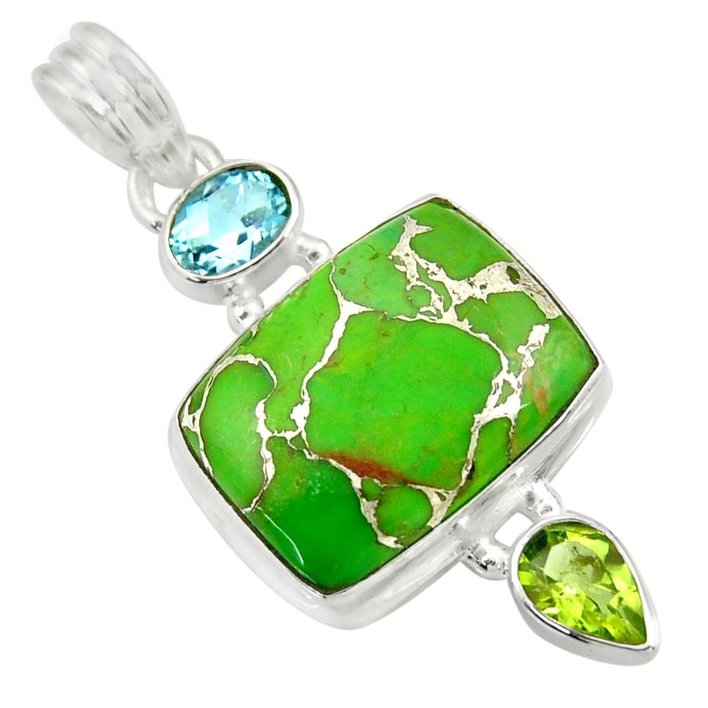 ver 14.40cts green copper turquoise peridot topaz pendant d41707