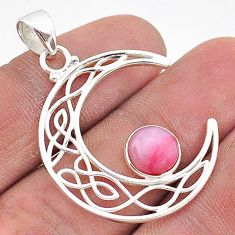925 sterling silver 3.26cts half moon natural pink opal pendant jewelry t66240