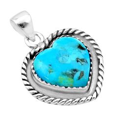 925 sterling silver 4.91cts heart blue arizona mohave turquoise pendant u38893
