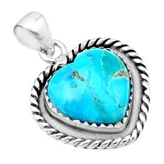 925 sterling silver 9.97cts heart blue arizona mohave turquoise pendant u38918