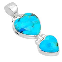 925 sterling silver 11.68cts heart green arizona mohave turquoise pendant t96466