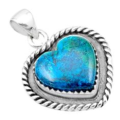 925 sterling silver 12.21cts heart natural blue chrysocolla pendant u38928