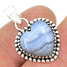 925 sterling silver 9.35cts heart natural blue lace agate pendant jewelry u45537