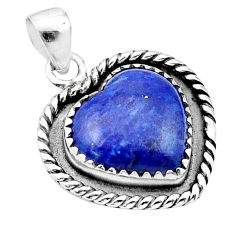 925 sterling silver 11.13cts heart natural blue lapis lazuli pendant u38898