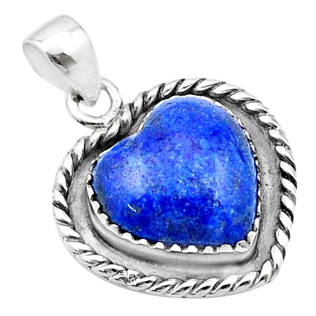 925 sterling silver 11.13cts heart natural blue lapis lazuli pendant u38900