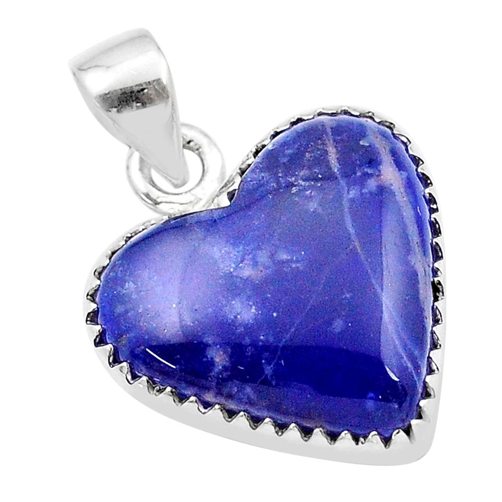 925 sterling silver 9.65cts heart natural blue sodalite pendant jewelry u39240