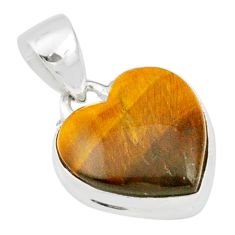 925 sterling silver 8.58cts heart natural brown tiger's eye pendant t94487