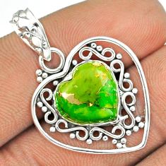 Clearance Sale- 925 sterling silver 6.05cts heart natural green mojave turquoise pendant u7966
