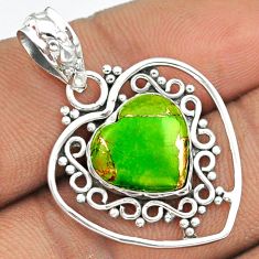 Clearance Sale- 925 sterling silver 5.82cts heart natural green mojave turquoise pendant u7987
