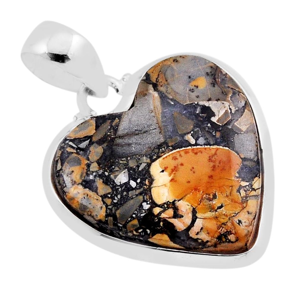 925 sterling silver 16.28cts heart natural malinga jasper heart pendant n40033