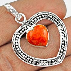 Clearance Sale- 925 sterling silver 4.67cts heart natural orange mojave turquoise pendant u7959