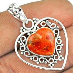 Clearance Sale- 925 sterling silver 5.56cts heart natural orange mojave turquoise pendant u7975