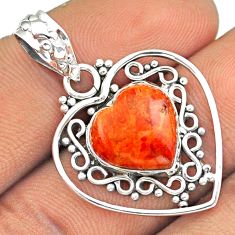 Clearance Sale- 925 sterling silver 5.84cts heart natural orange mojave turquoise pendant u7979