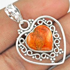 Clearance Sale- 925 sterling silver 5.82cts heart natural orange mojave turquoise pendant u7984