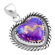 925 sterling silver 10.03cts heart purple copper turquoise pendant u38934