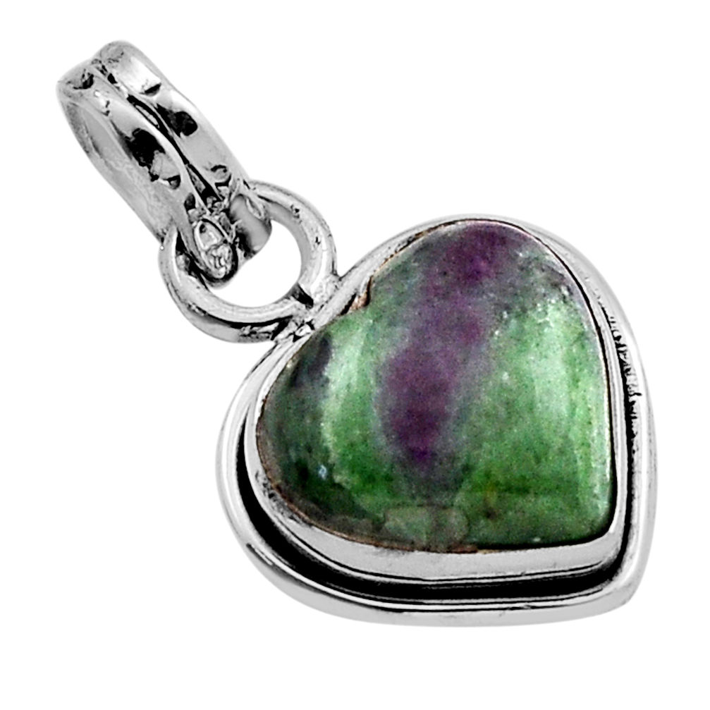 925 sterling silver 5.24cts heart shape natural pink ruby zoisite pendant n18146