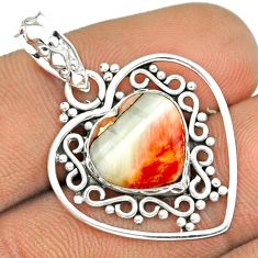 925 sterling silver 5.84cts heart spiny oyster arizona turquoise pendant u7969