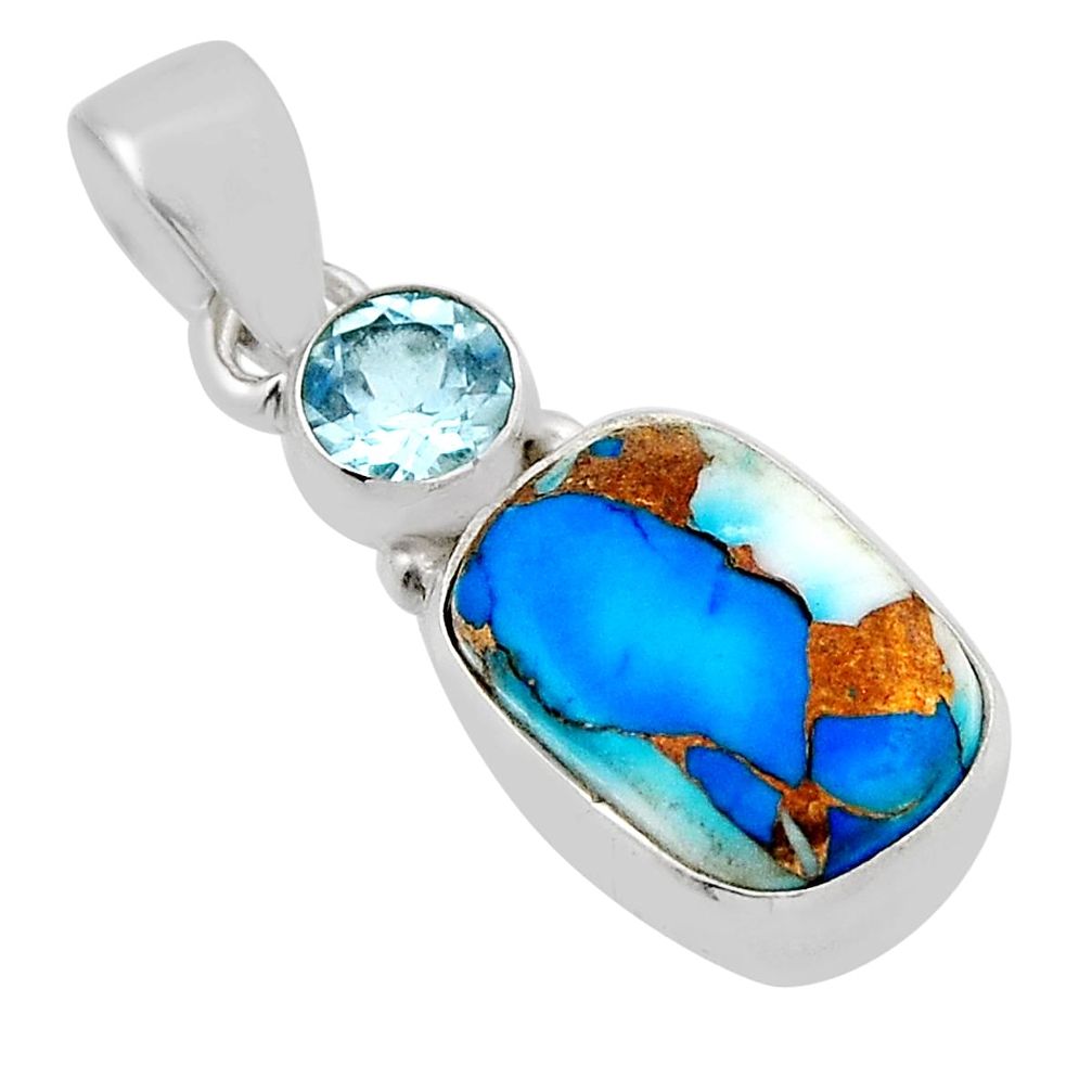 925 sterling silver 6.58cts  ice blue dahlia heart topaz pendant n11745