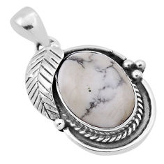 925 sterling silver 13.46cts leaf natural white howlite pendant jewelry n33166