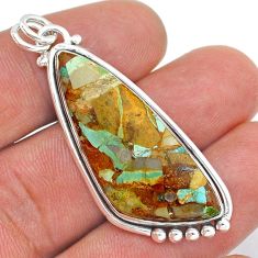 925 sterling silver 19.70cts matrix royston turquoise fancy pendant u86038