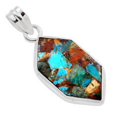 925 sterling silver 11.69cts matrix royston turquoise hexagon pendant n25480