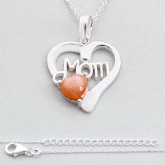 925 sterling silver 2.44cts mom heart natural pink moonstone pendant u71576