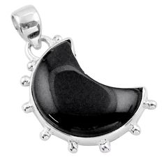 925 sterling silver 11.57cts moon natural black onyx fancy pendant t45828