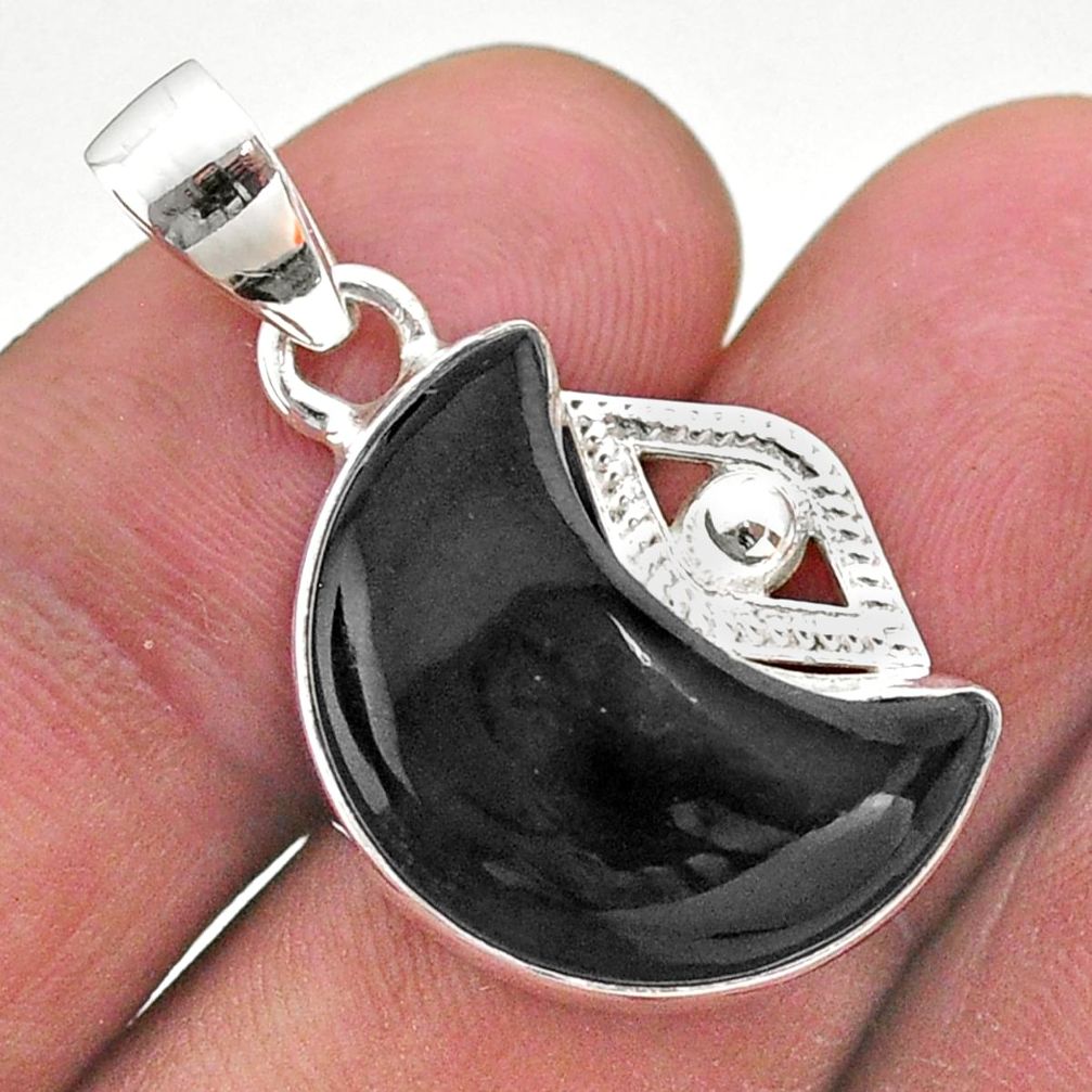 925 sterling silver 12.06cts moon natural black onyx fancy pendant t46511