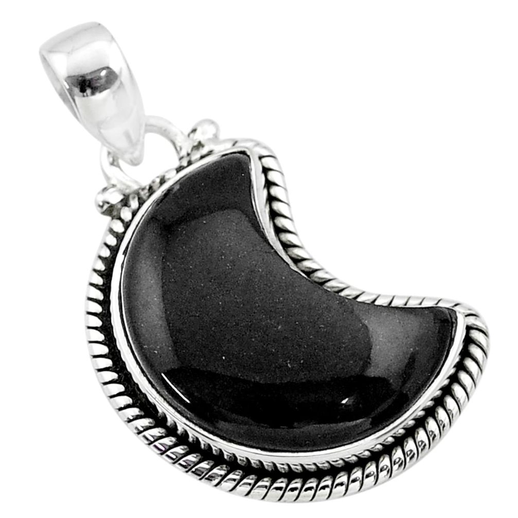 925 sterling silver 10.51cts moon natural black onyx pendant jewelry t45797