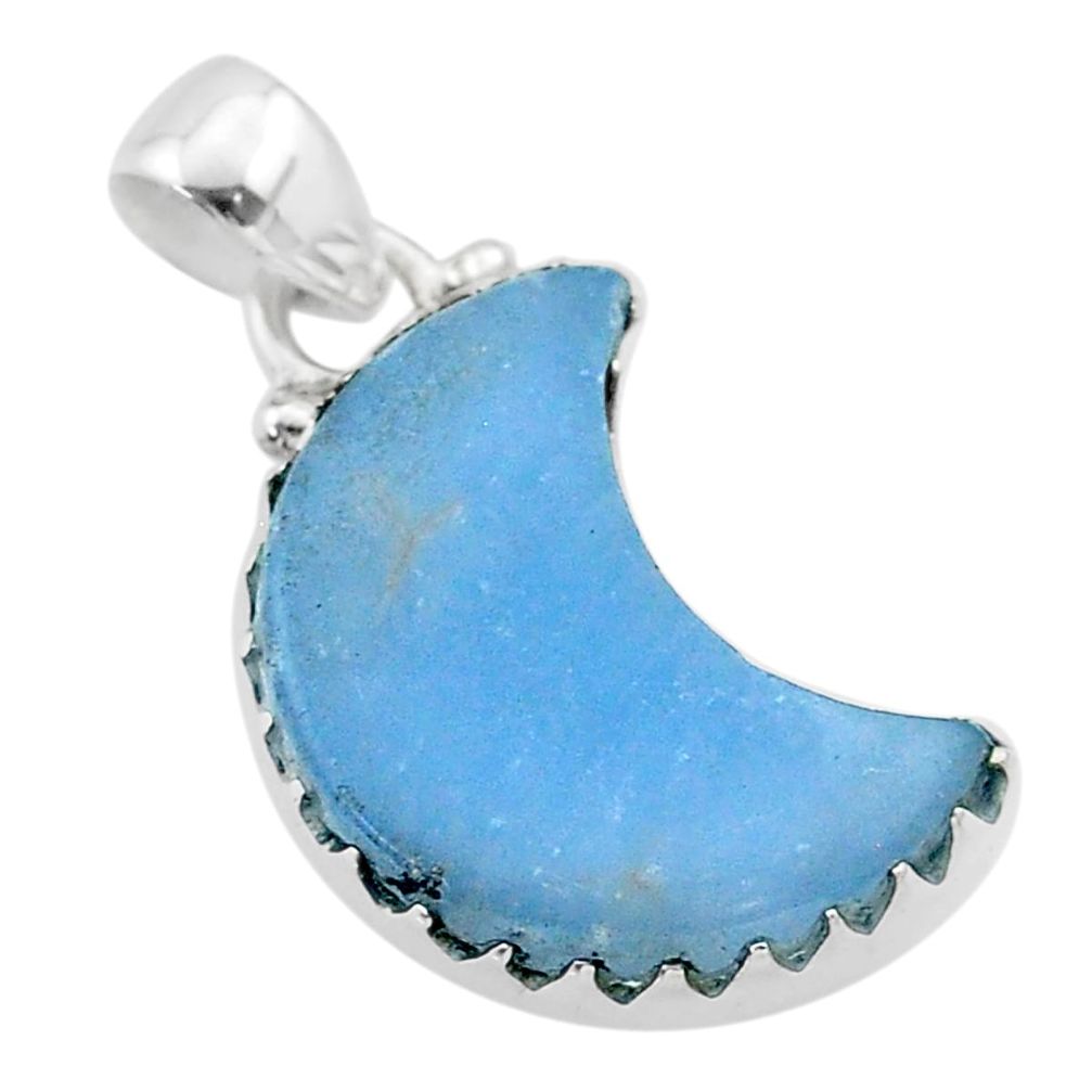 925 sterling silver 9.88cts moon natural blue angelite pendant t45573