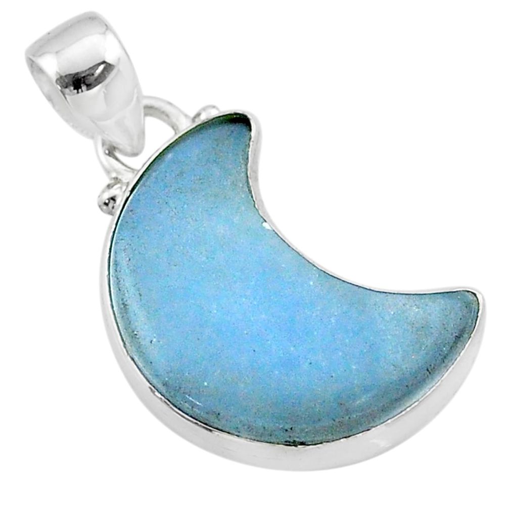 925 sterling silver 8.87cts moon natural blue angelite handmade pendant t45674