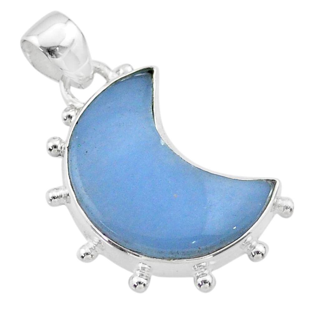 925 sterling silver 9.86cts moon natural blue angelite pendant t45735